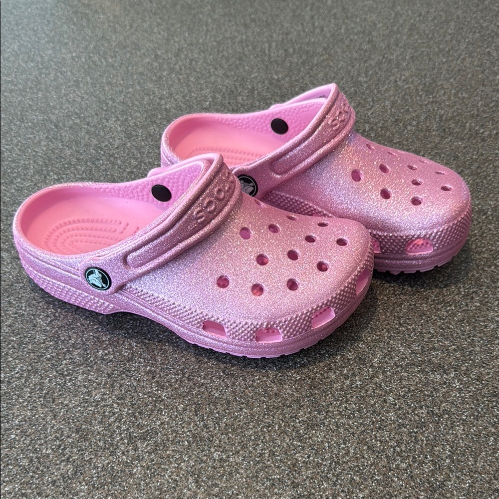 Crocs Kids Classic Glitter Clog - Pink